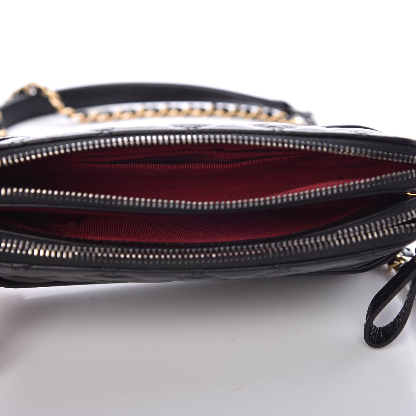Aged Calfskin Quilted Small Gabrielle Clutch With Chain Black