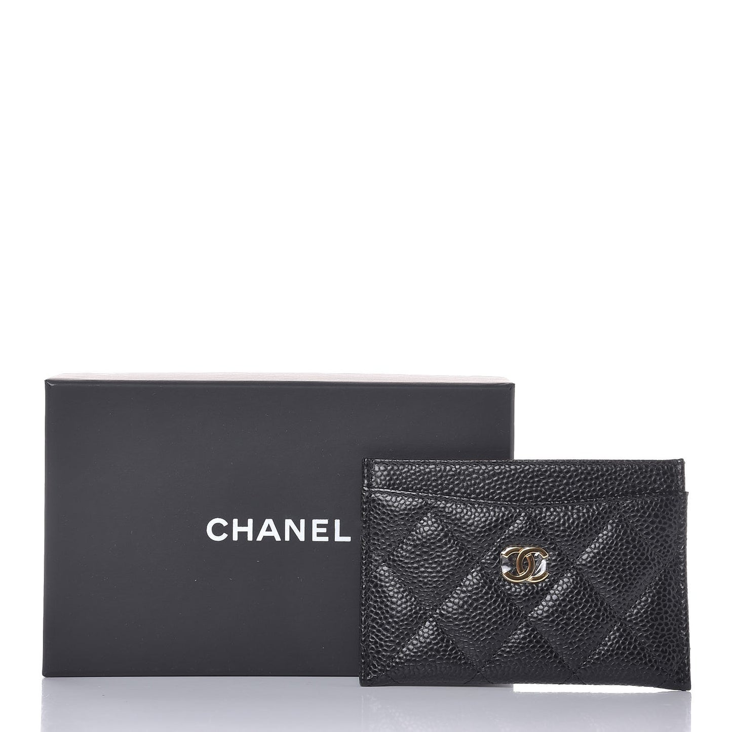 Caviar Quilted Card Holder Black