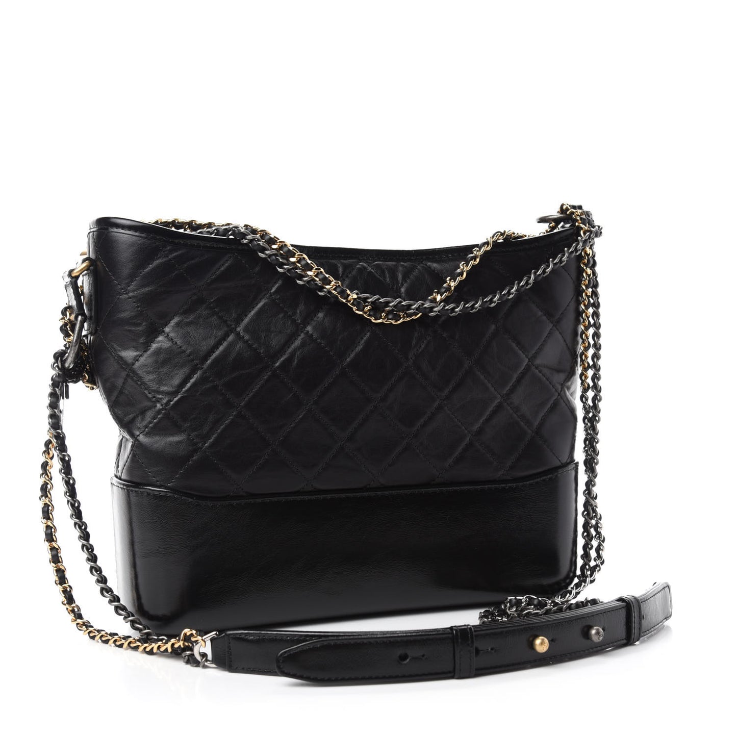 Aged Calfskin Quilted Medium Gabrielle Hobo Black