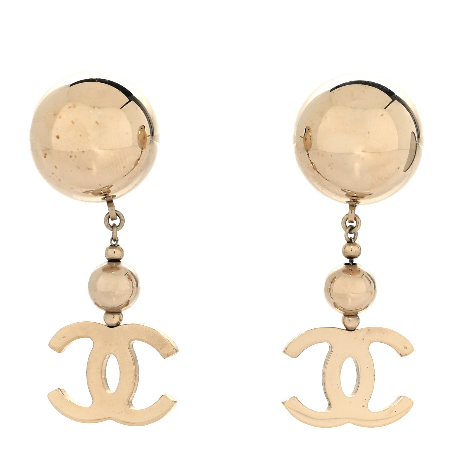 Chanel Metal CC Drop Earrings Gold 1 of 4