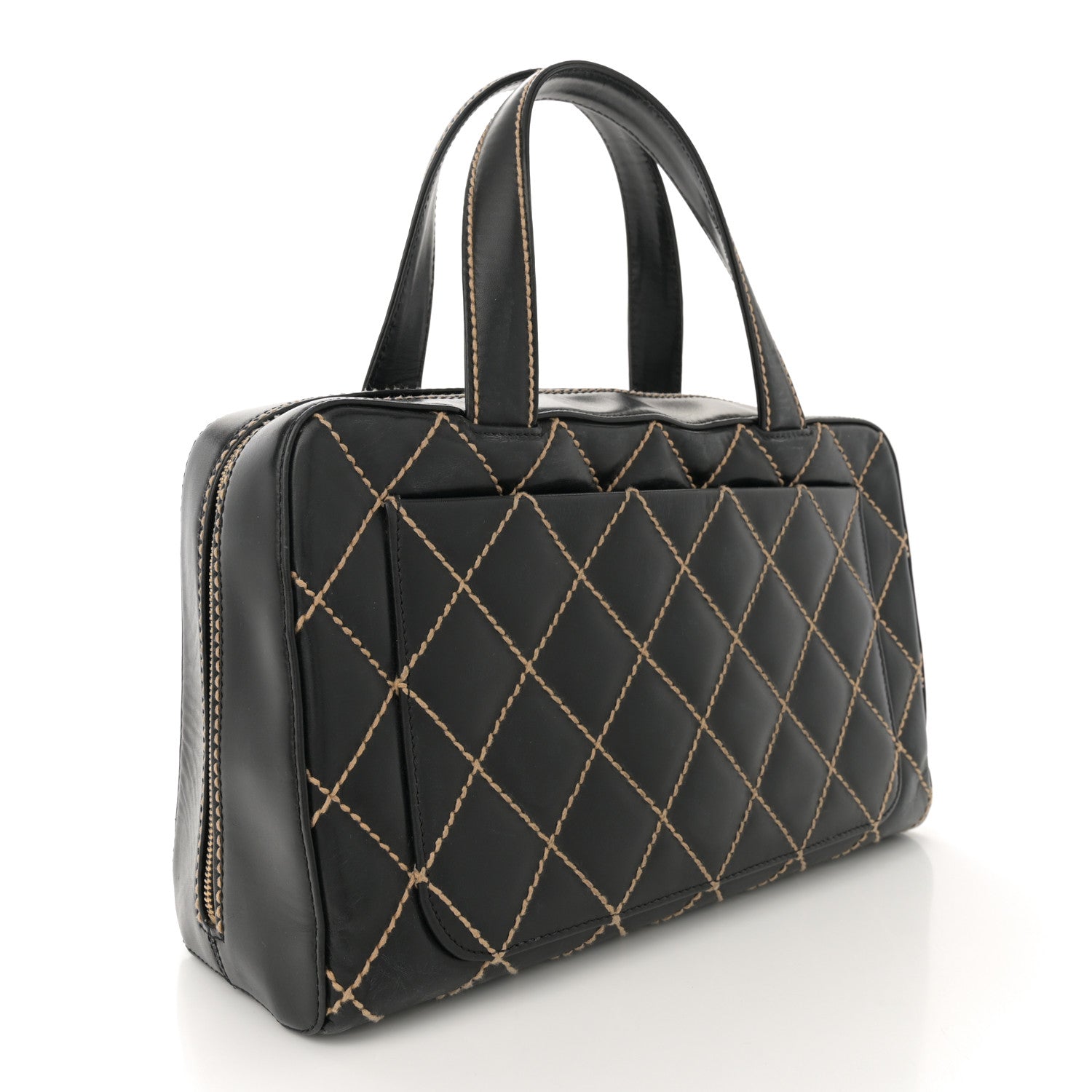 Chanel Calfskin Contrast Stitch Surpique Bowler Black 3 of 12