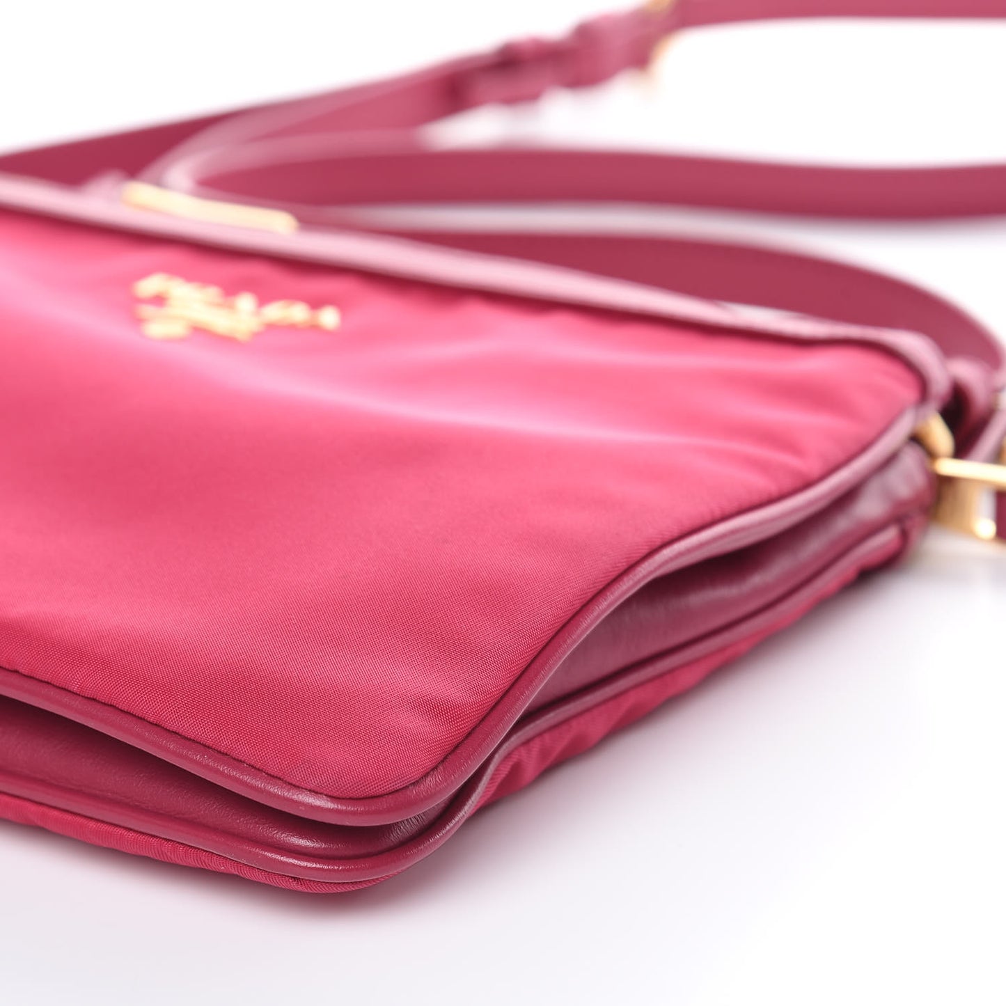 Tessuto Nylon Soft Calf Double Zip Crossbody Bag Ibisco