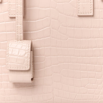 Saint Laurent Calfskin Crocodile Embossed Nano Sac De Jour Rose Antic 8 of 10