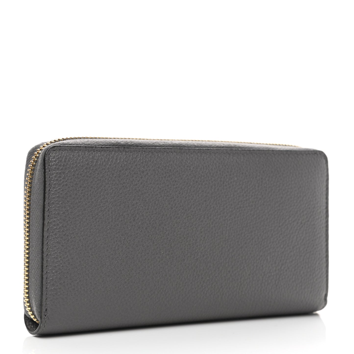Grainy Calfskin Zumi Zip Around Wallet Dusty Grey