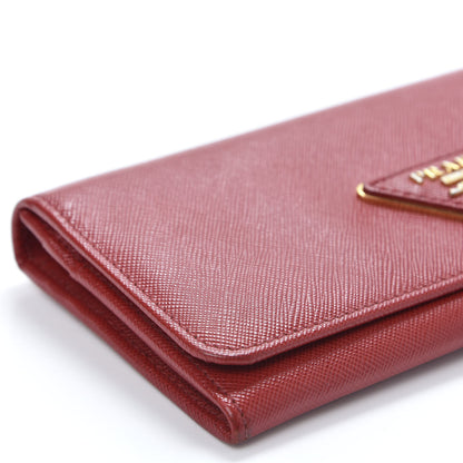 Prada Saffiano Triangle Continental Flap Wallet Fuoco 5 of 9