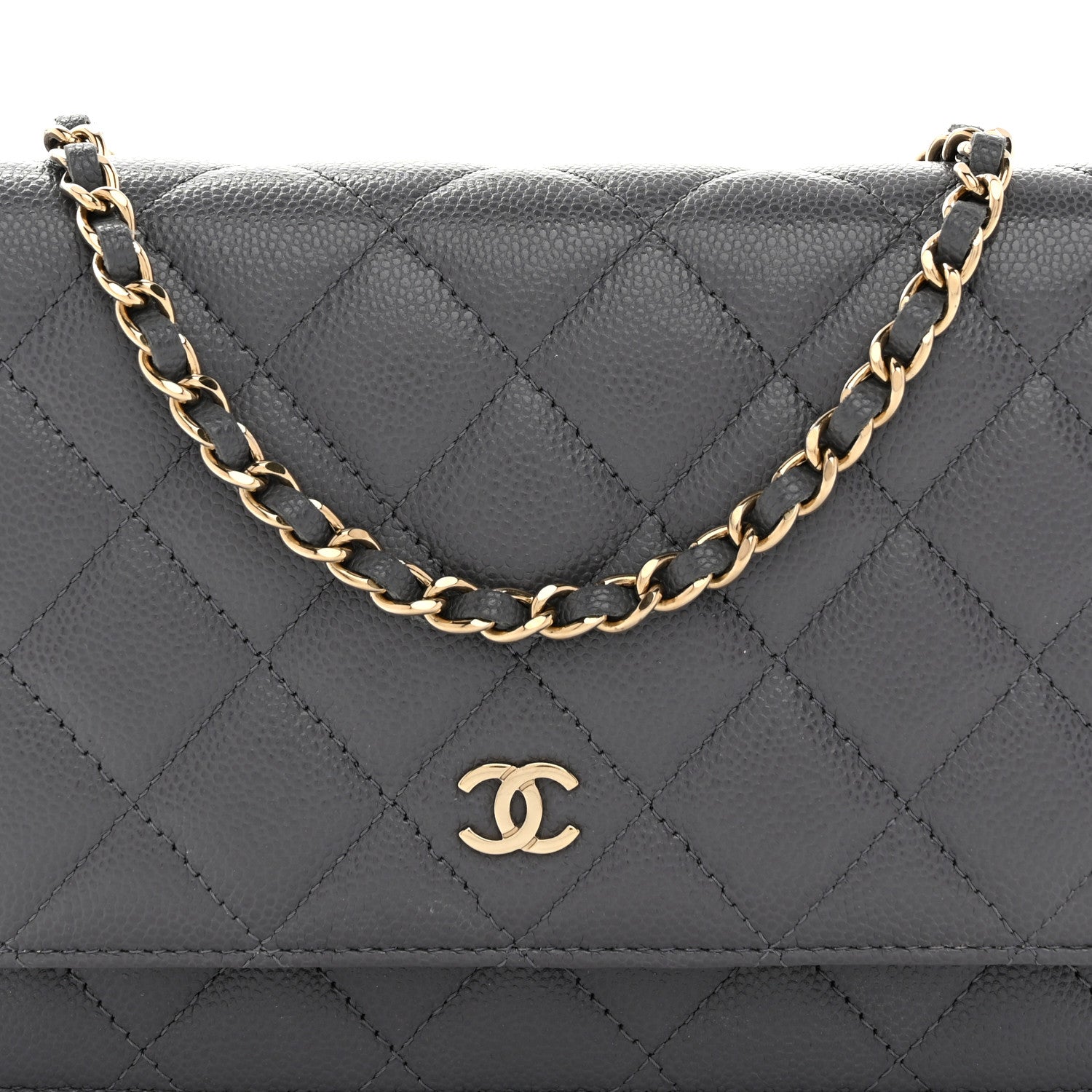 Chanel Caviar Quilted Wallet on Chain WOC Grey 9 of 11