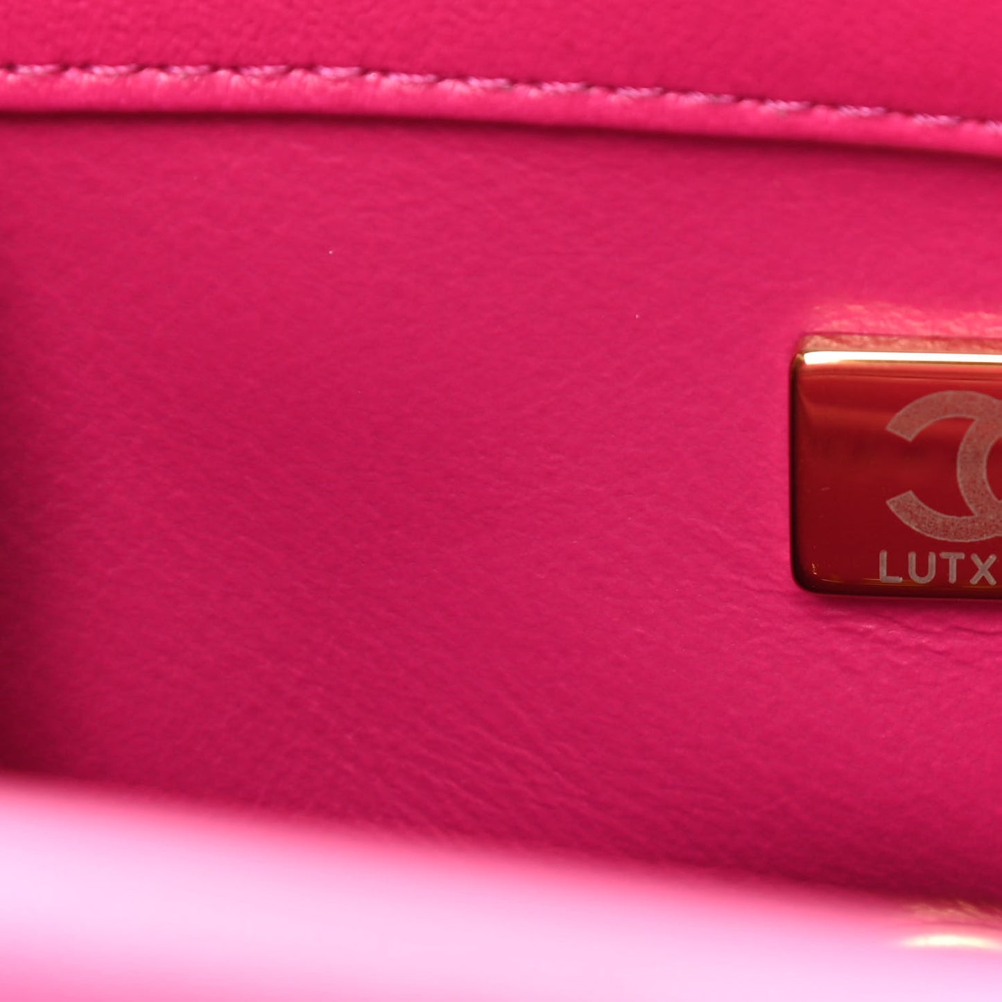 Lambskin Quilted Mini Rectangular Pearl Crush Flap Fuchsia
