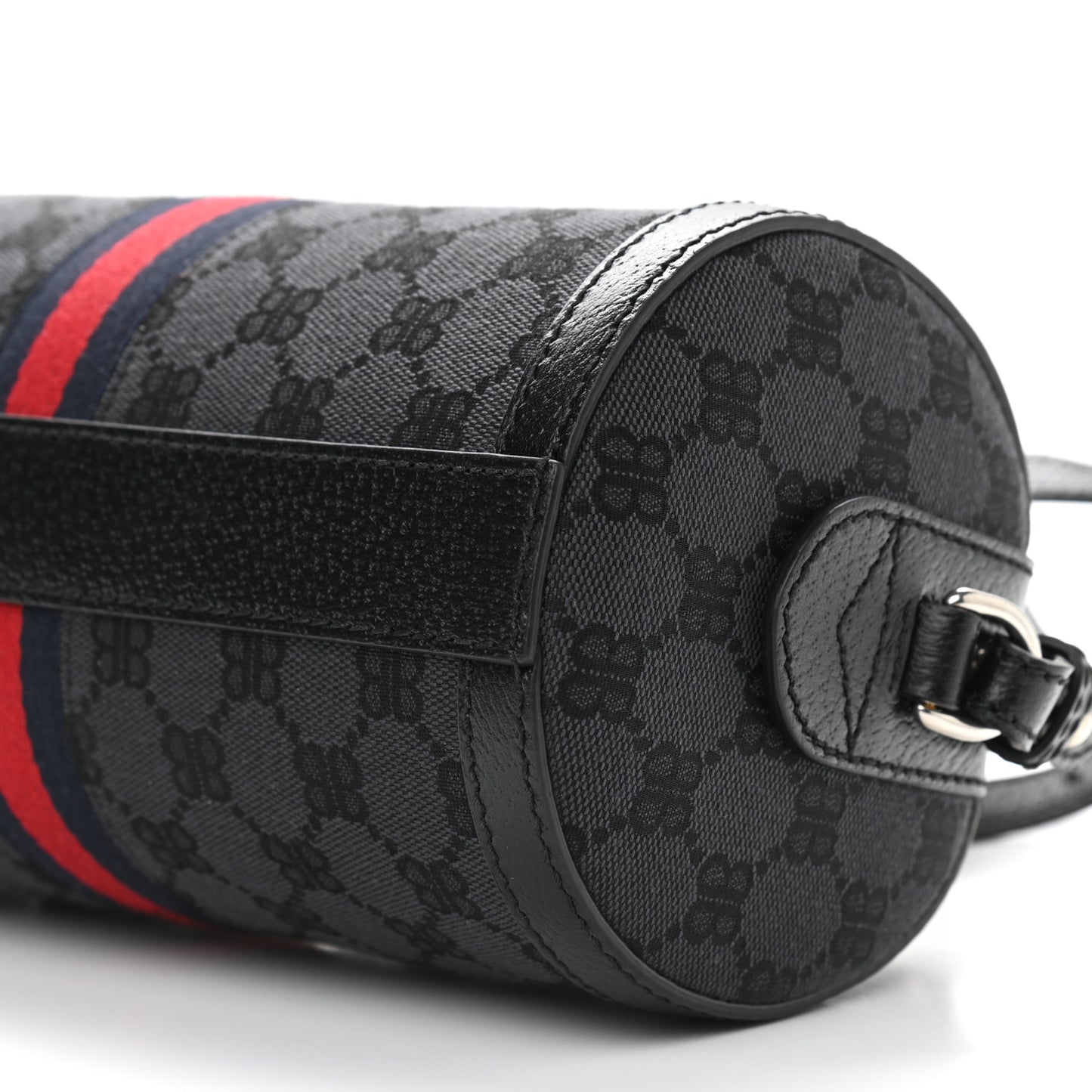 X BALENCIAGA BB Monogram Web Small Ophidia Boston Bag Black