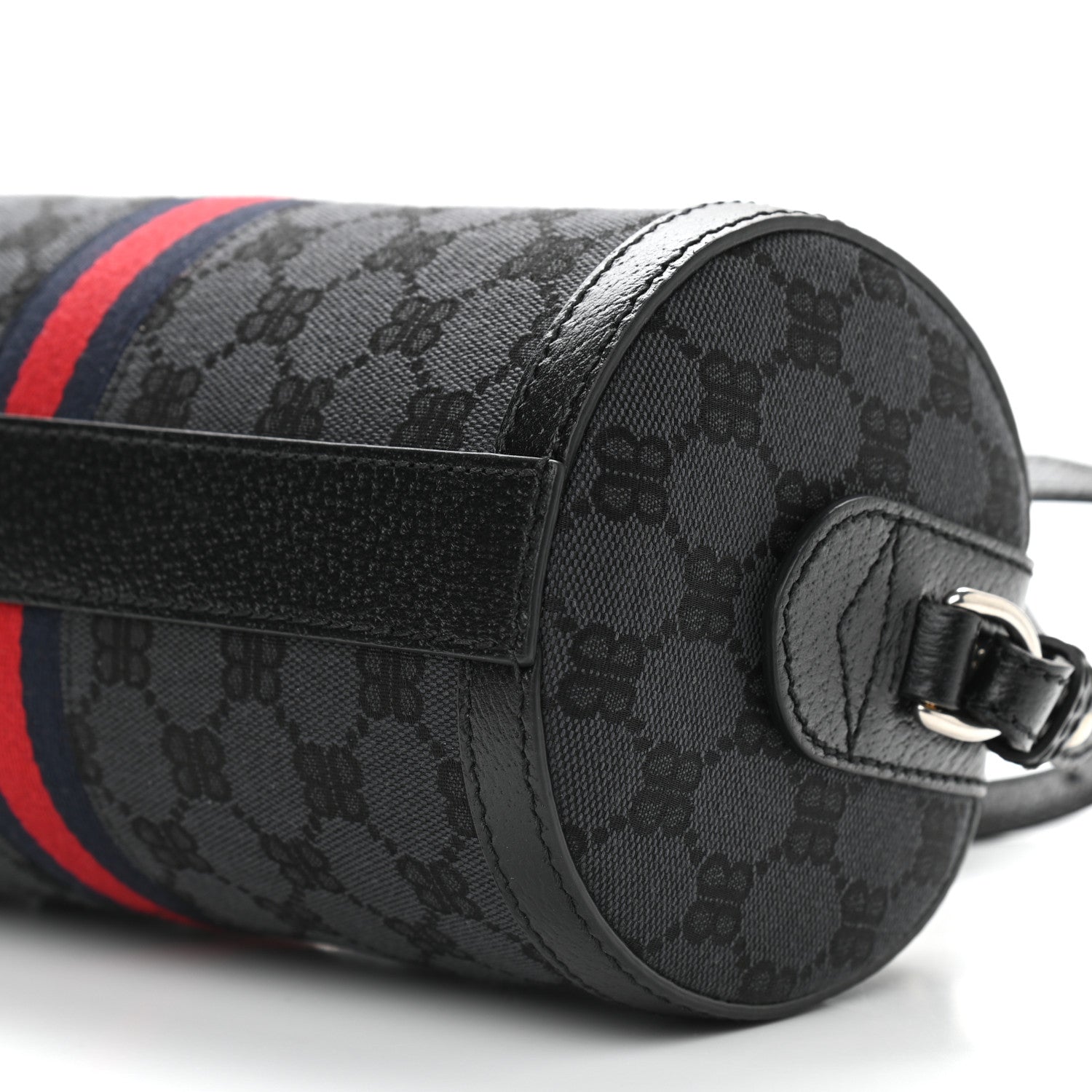 Gucci X BALENCIAGA BB Monogram Web Small Ophidia Boston Bag Black 8 of 8