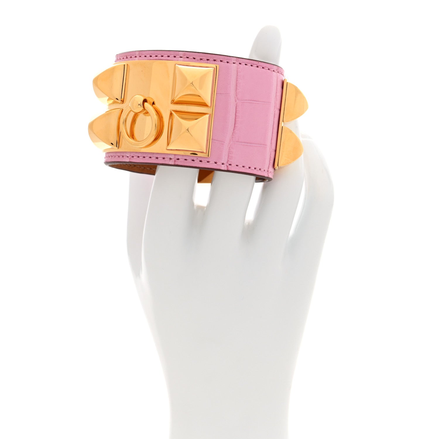 Hermes Matte Alligator Collier De Chien CDC Bracelet T2  5P Pink 2 of 6
