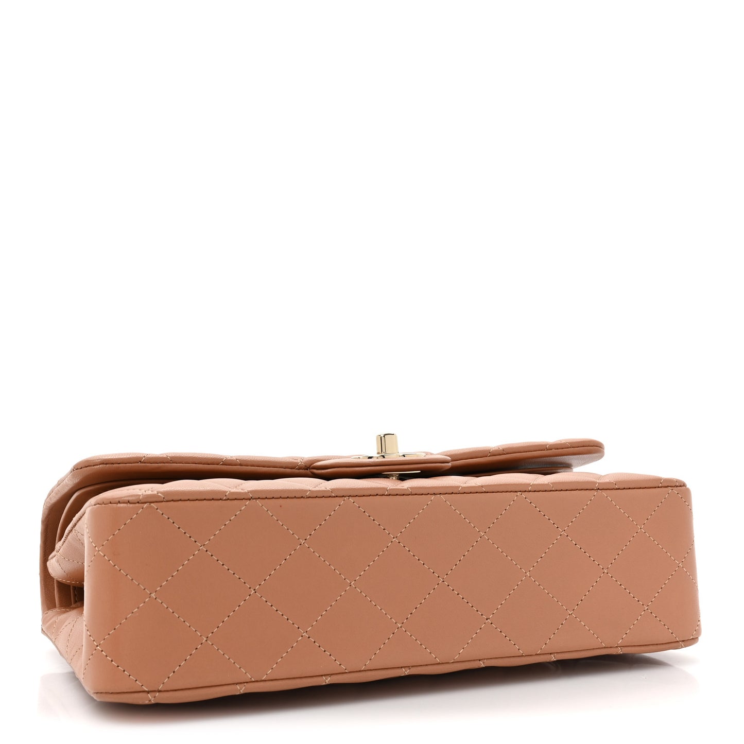 Lambskin Quilted Medium Double Flap Brown