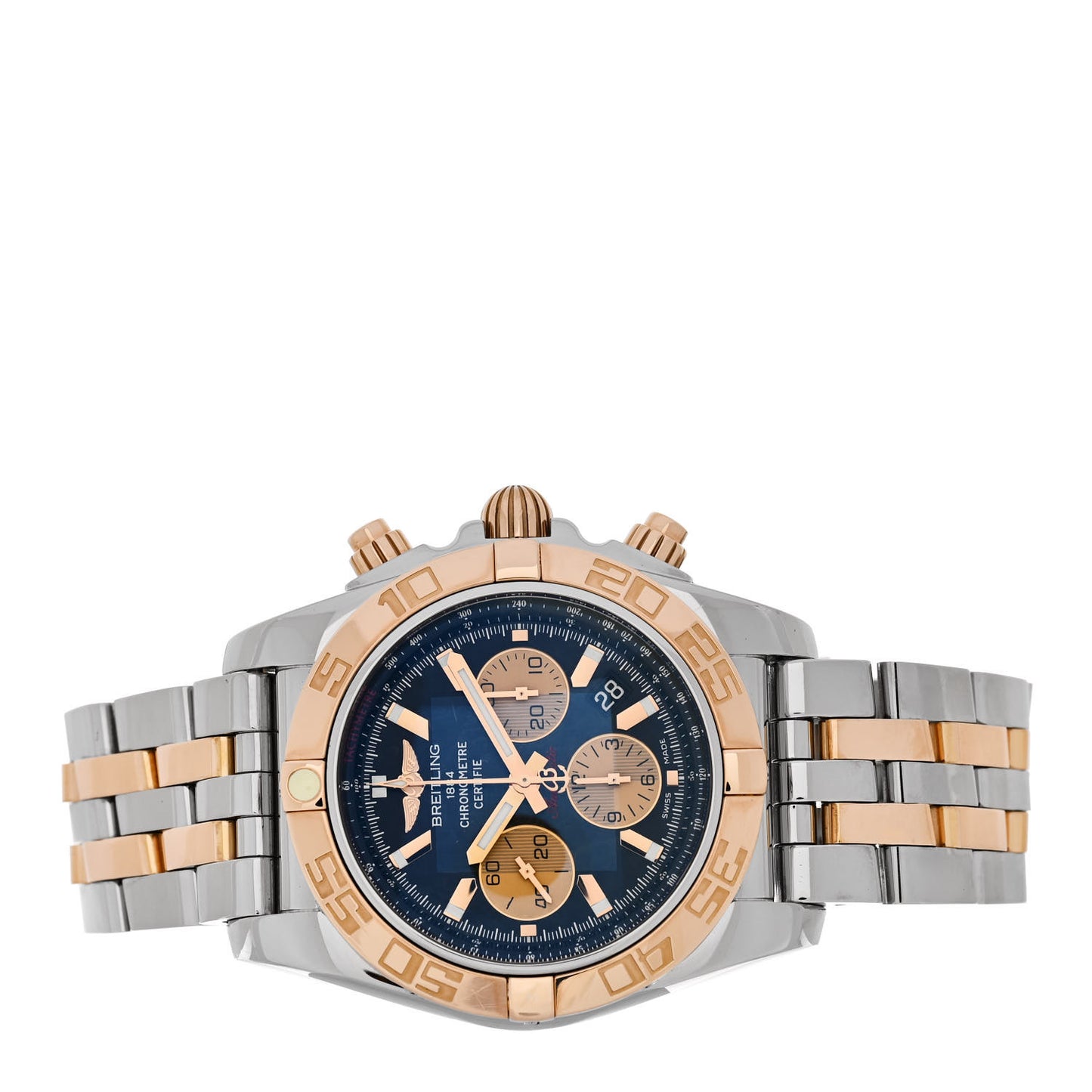 Stainless Steel 18K Rose Gold 44mm Chronomat Automatic Watch Blue CB011012/B968