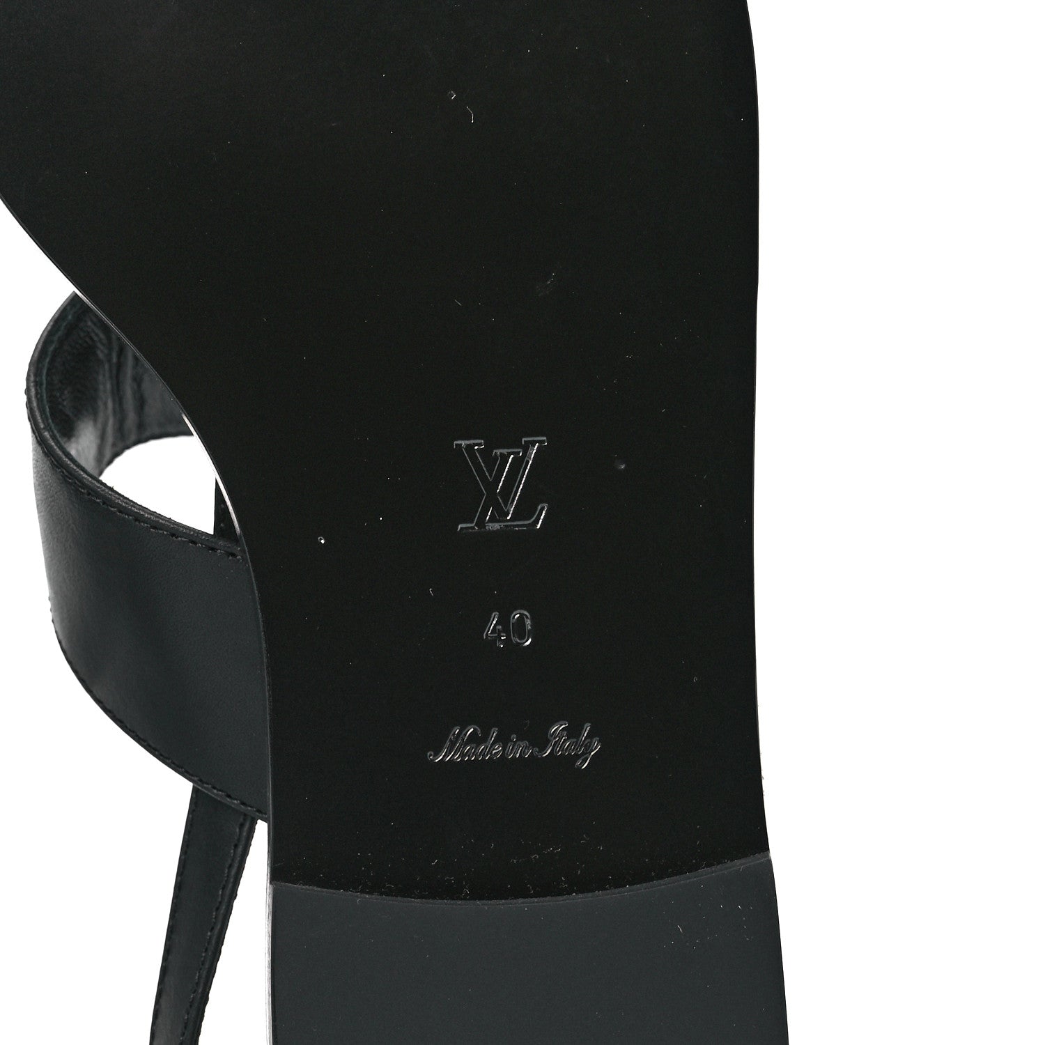 Louis Vuitton Glazed Calfskin Orsay Flat Sandals 40 Black 5 of 8