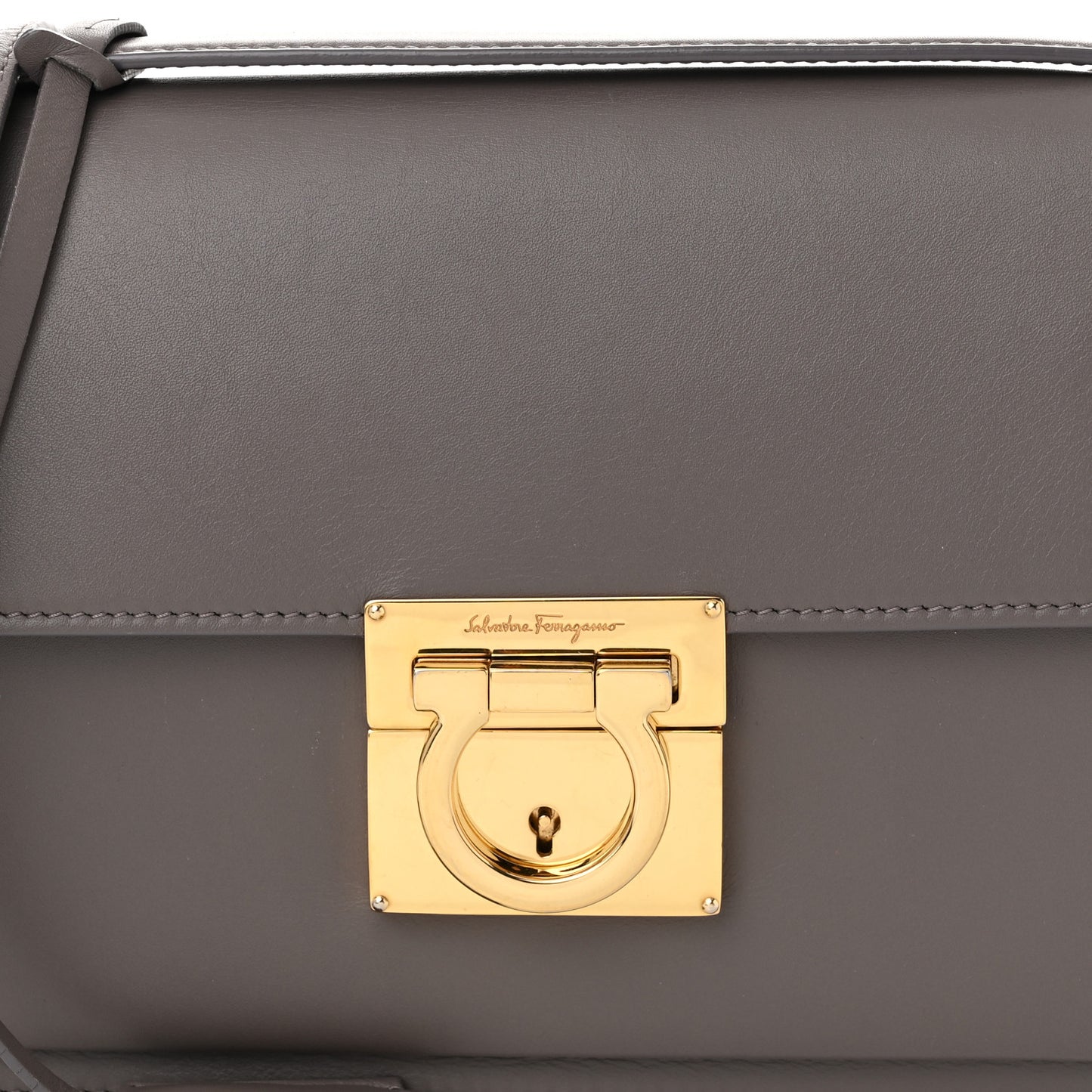 Smooth Calfskin Aileen Gancio Lock Shoulder Bag Urban Grey