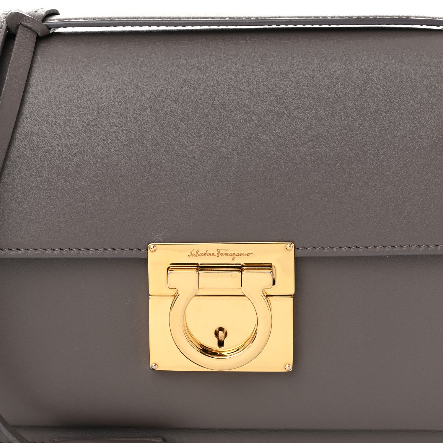 Salvatore Ferragamo Smooth Calfskin Aileen Gancio Lock Shoulder Bag Urban Grey 8 of 12