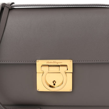 Salvatore Ferragamo Smooth Calfskin Aileen Gancio Lock Shoulder Bag Urban Grey 8 of 12