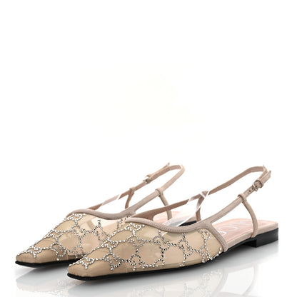 Gucci Suede Mesh Crystal GG Monogram Slingback Ballet Flats 40 Light Powder Skin Rose 4 of 12