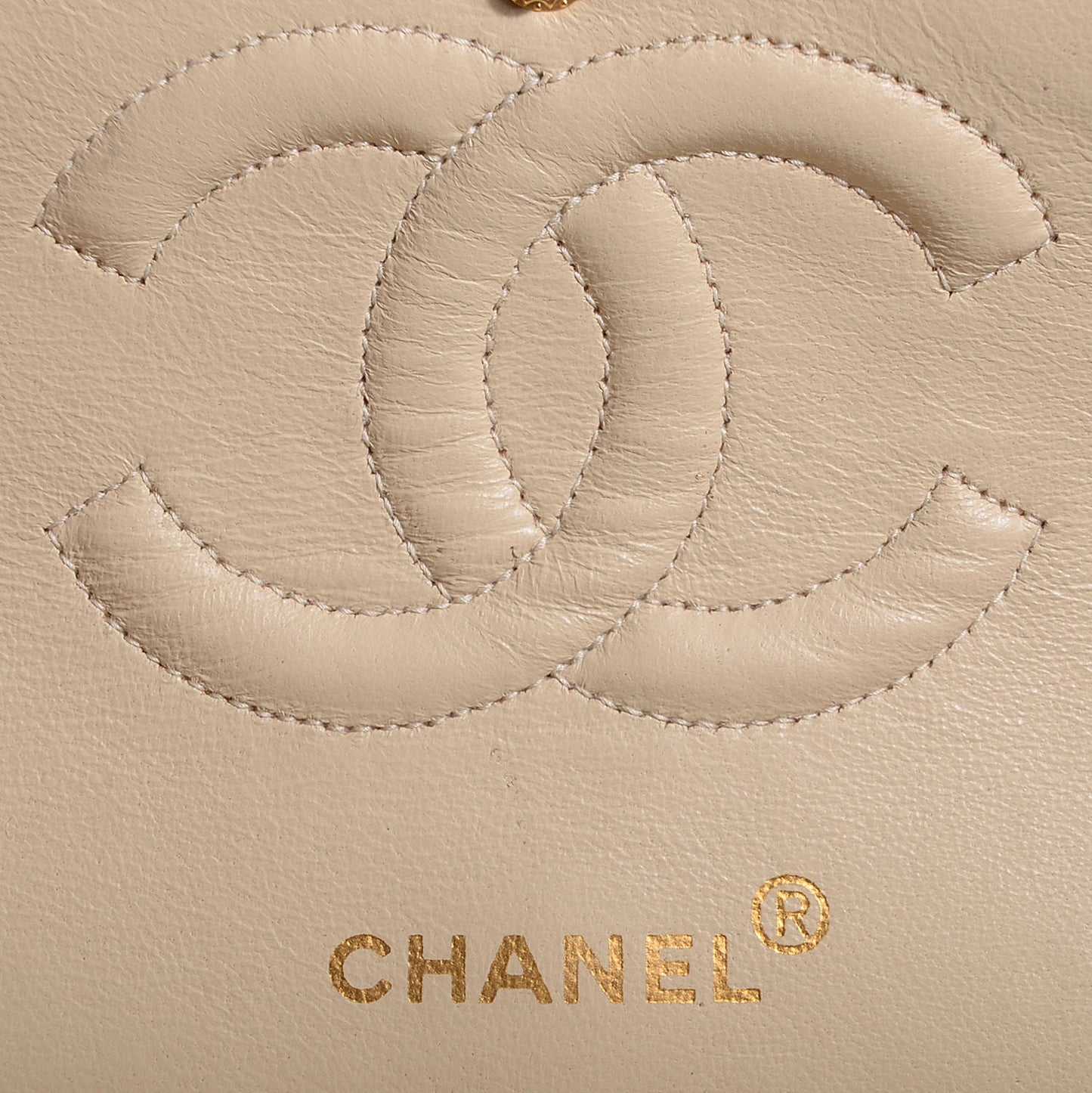 Lambskin Medium Double Flap Light Beige