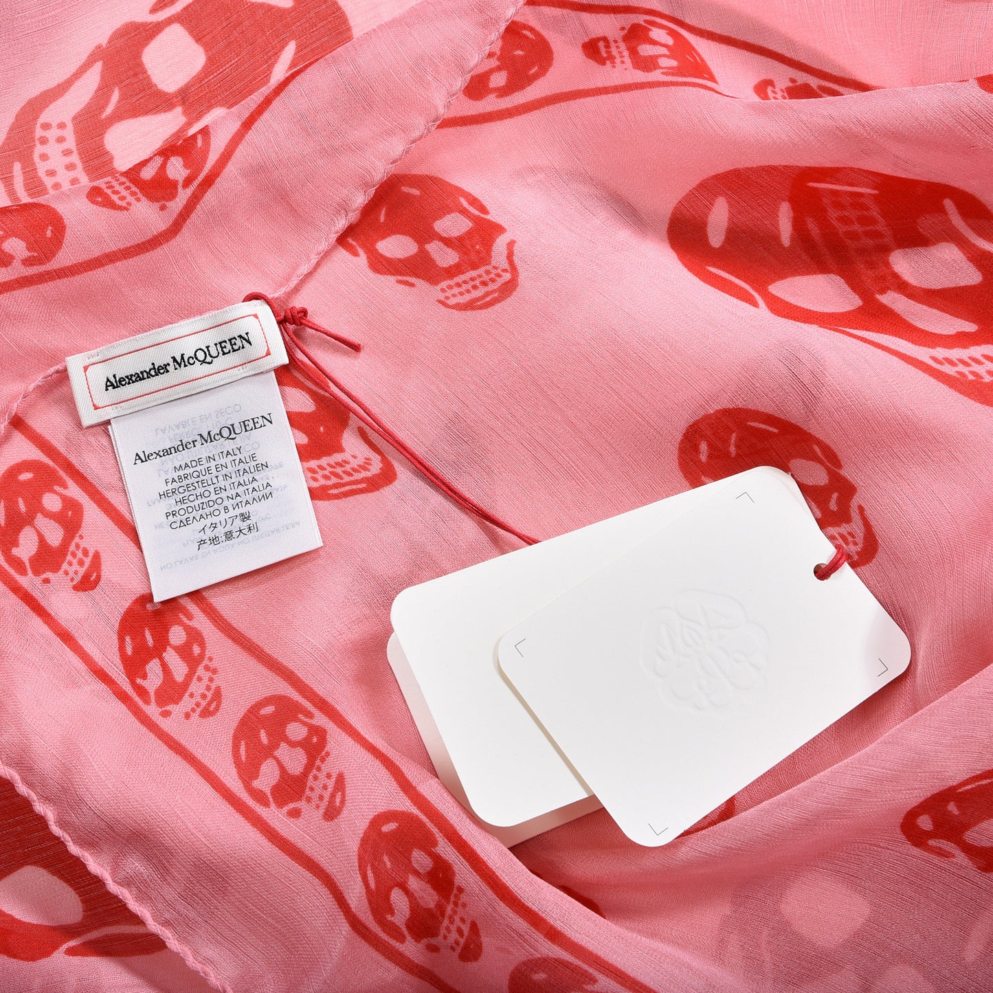 Silk Chiffon Skull Scarf Red Pink