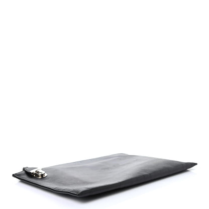 Prada Saffiano Lux Clutch Pouch Black Red 3 of 4