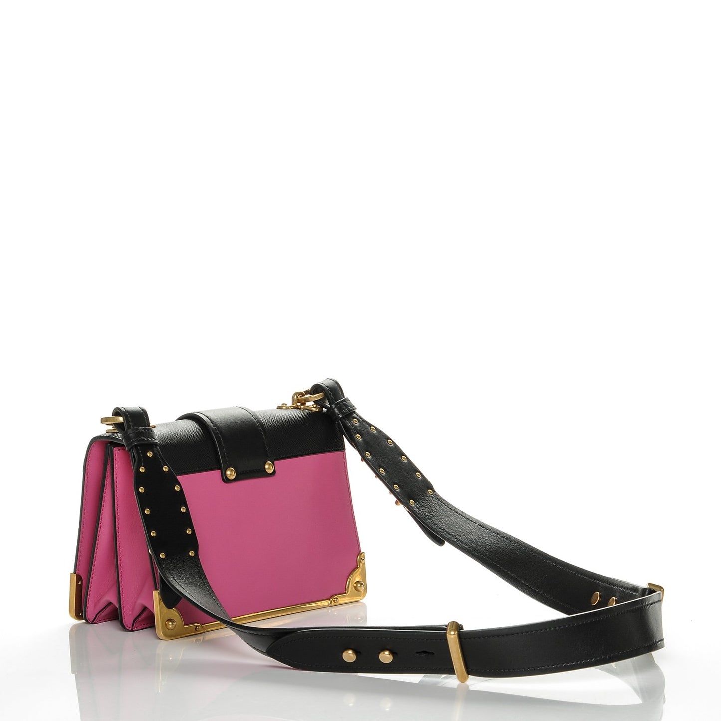 City Calf Saffiano Cahier Bag Fuxia Black