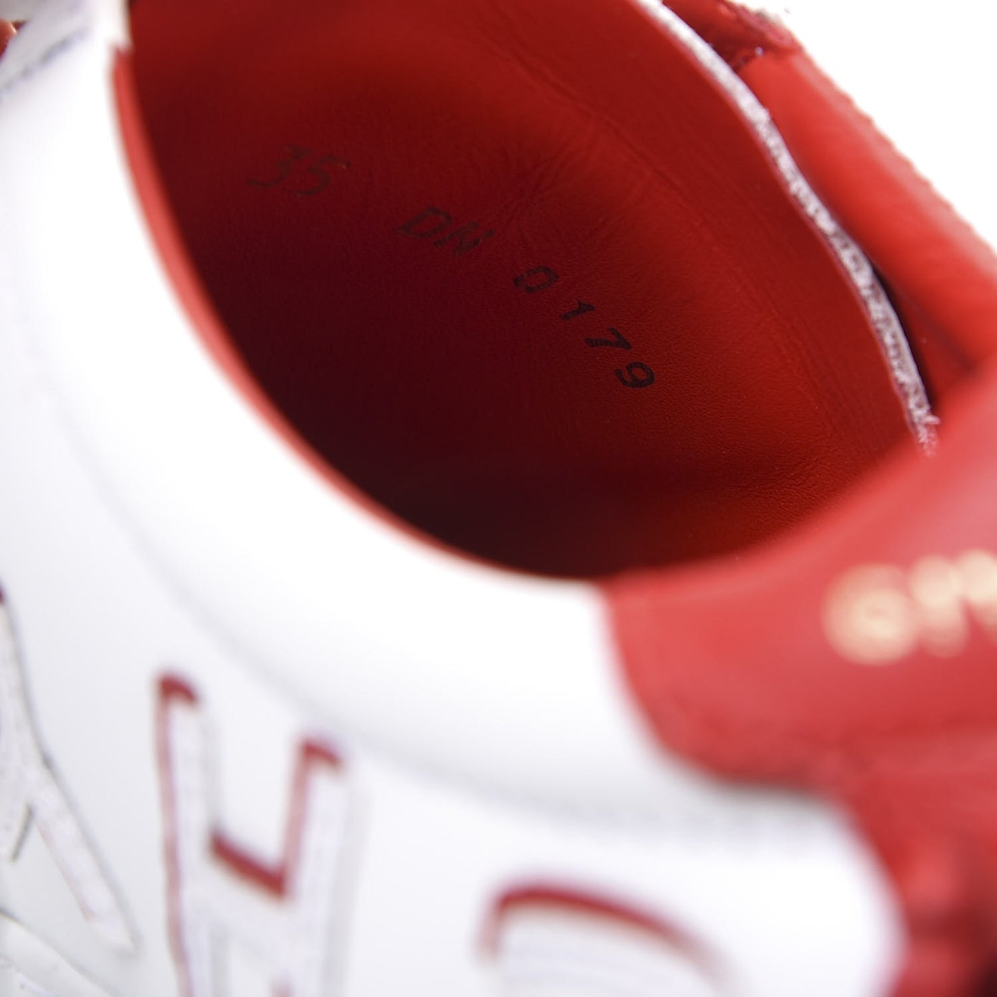 Calfskin Reverse Logo Womens Urban Street Sneakers 35 White Red