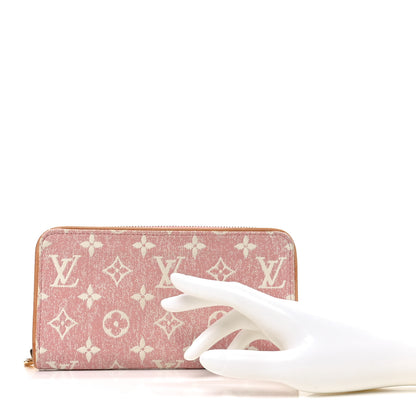 Louis Vuitton Denim Monogram Jacquard Zippy Wallet Pink 2 of 8