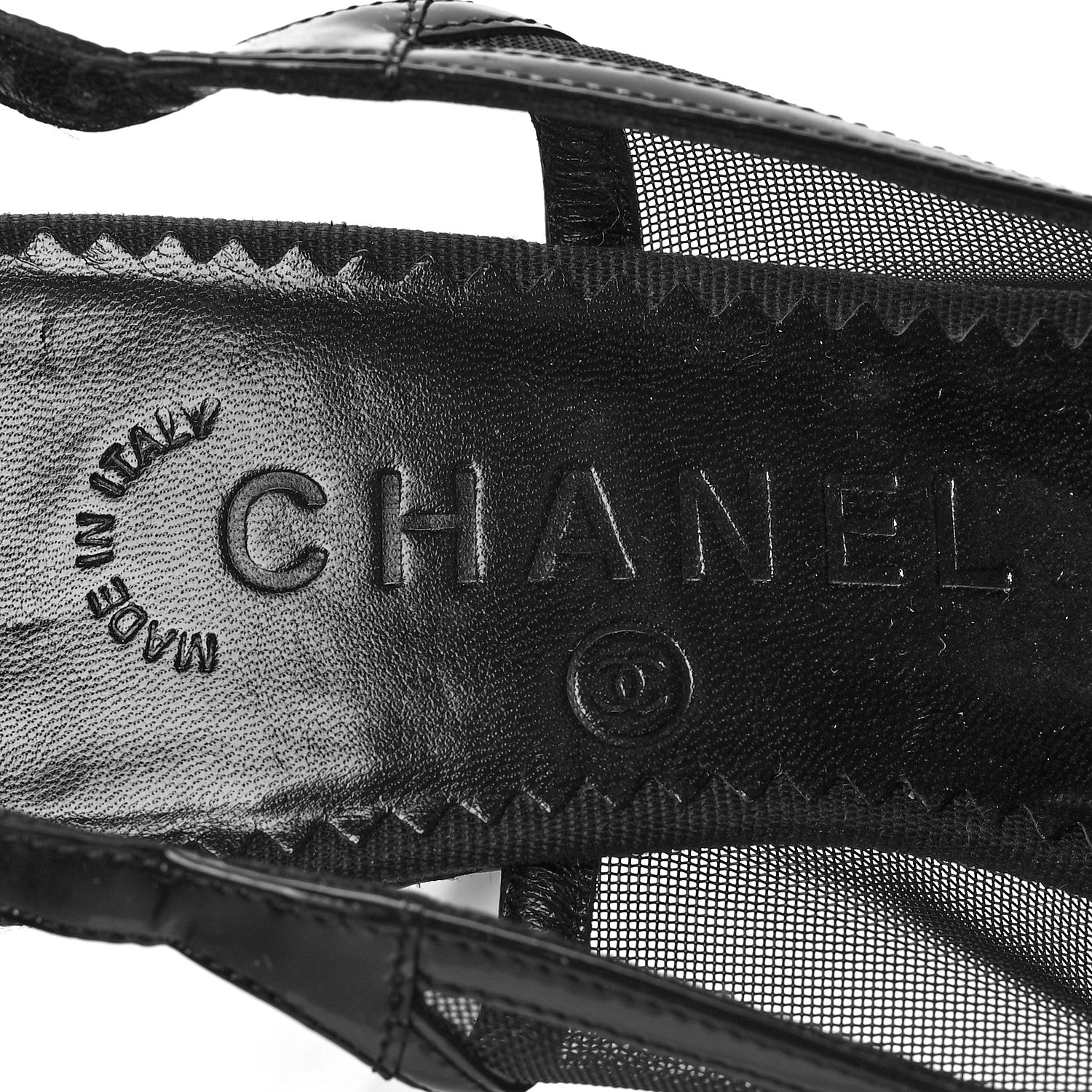Chanel Lambskin Mesh Patent Camellia Slingback Sandals 36.5 Black 7 of 9