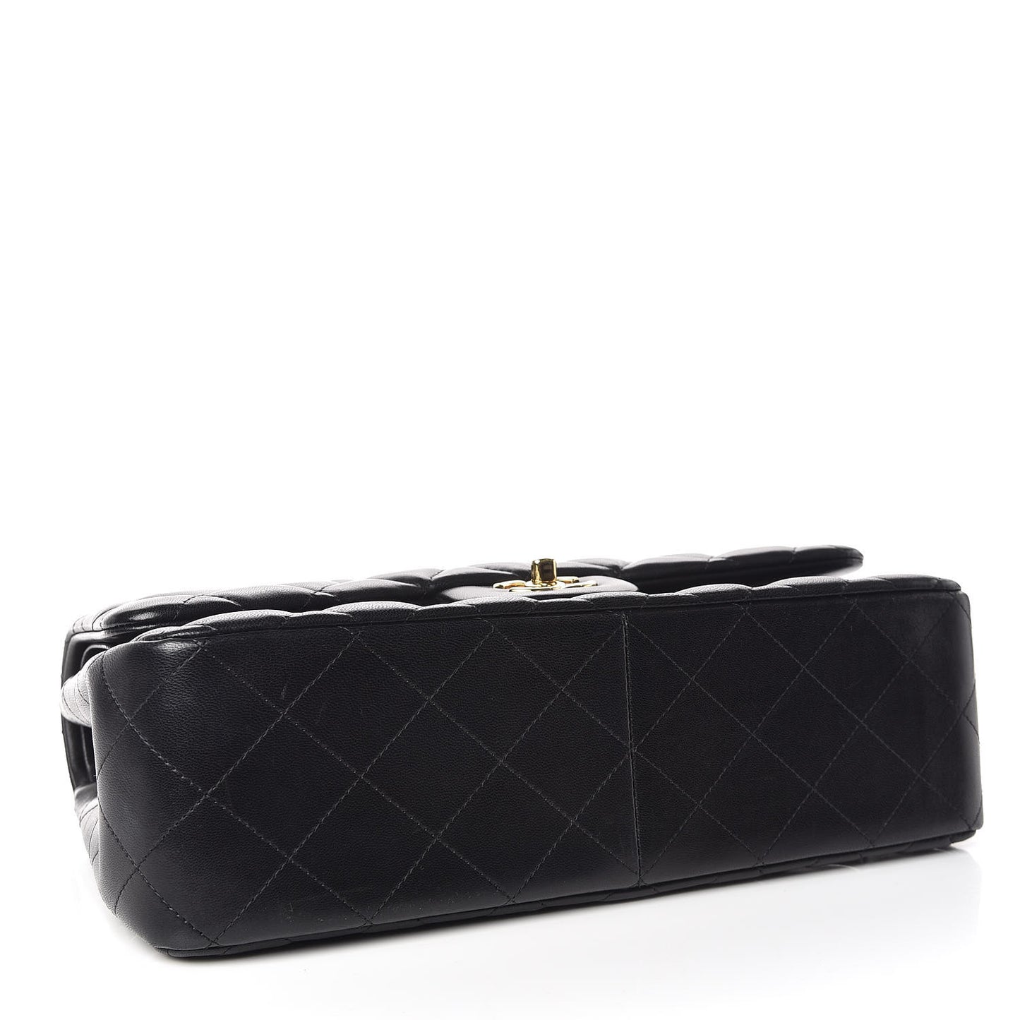 Lambskin Quilted Jumbo Double Flap Black