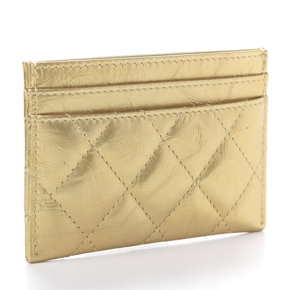 Chanel Aged Metallic Calfskin Pearl CC Quilted Card Holder Gold 2 of 11