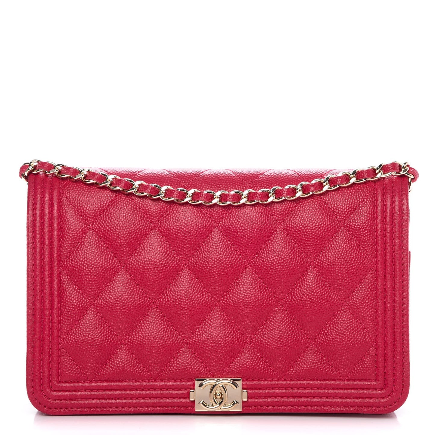 Caviar Quilted Boy Wallet On Chain WOC Fuchsia