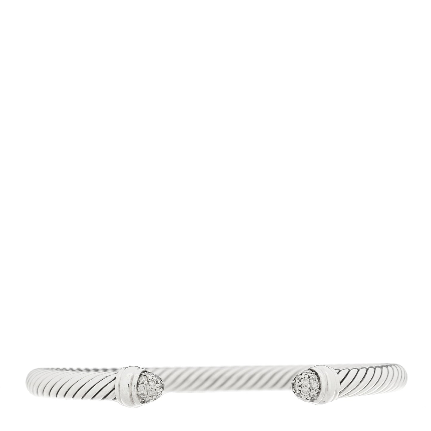 Sterling Silver Pave Diamond 5mm Cable Classics Bracelet