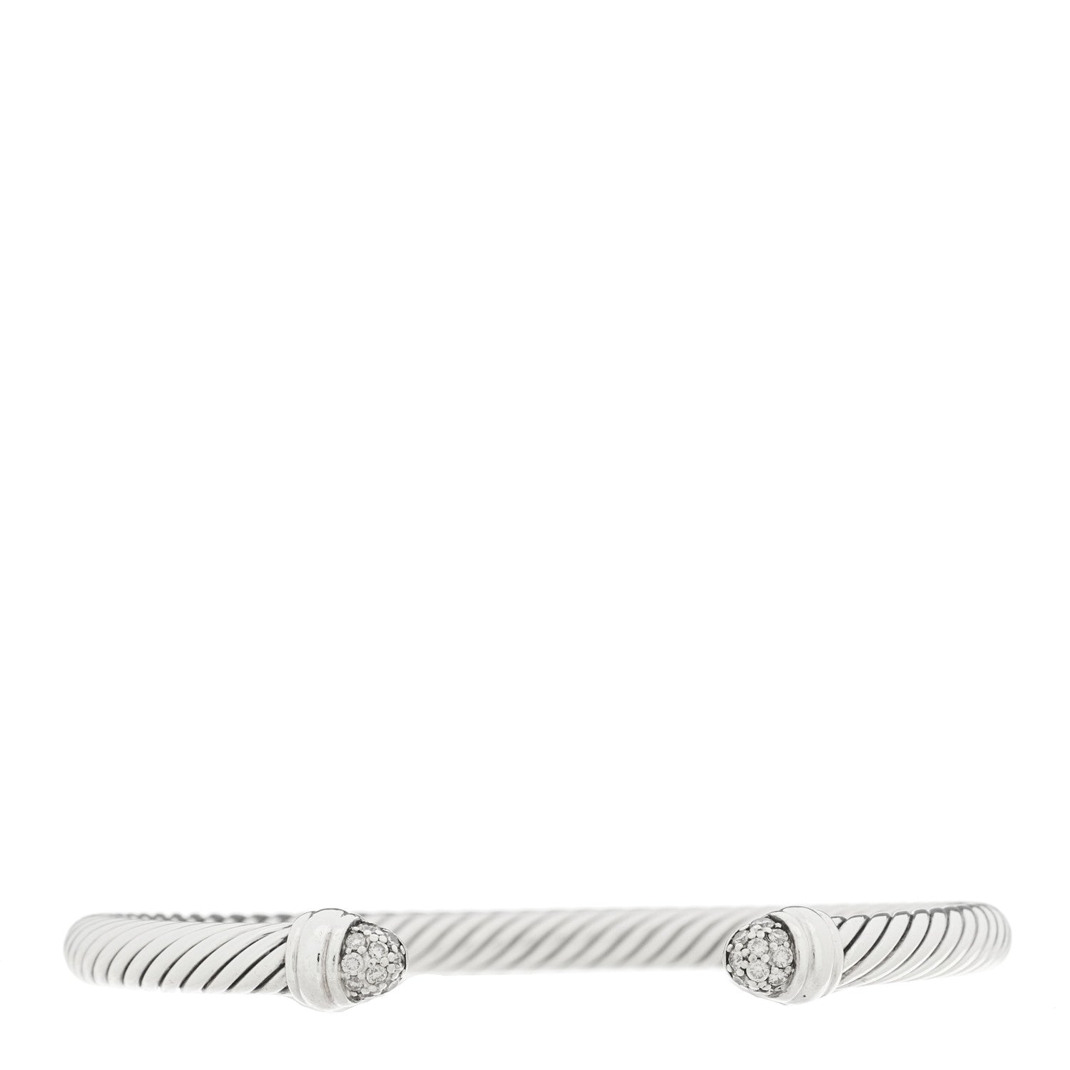David Yurman Sterling Silver Pave Diamond 5mm Cable Classics Bracelet 1 of 3