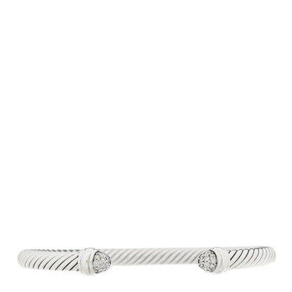 David Yurman Sterling Silver Pave Diamond 5mm Cable Classics Bracelet 1 of 3