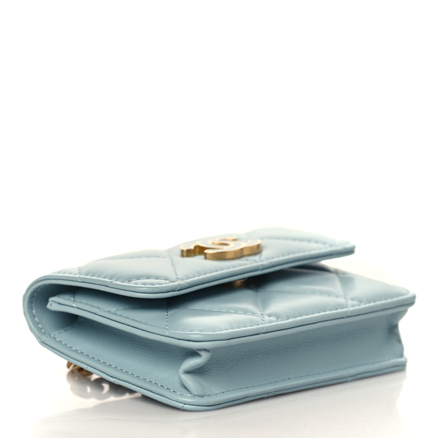 Chanel Lambskin Enamel Quilted Pending CC Flap Belt Bag Light Blue 3 of 8