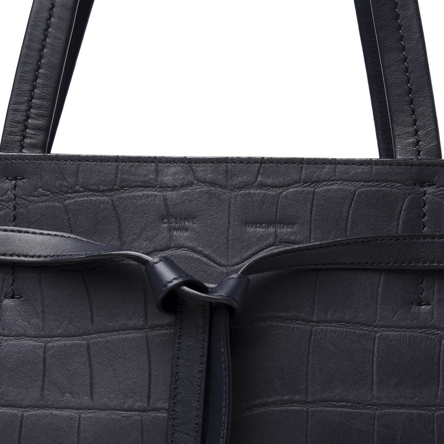 Crocodile Embossed Nubuck Small Belt Cabas Phantom Navy Blue