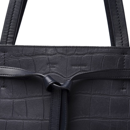 Celine Crocodile Embossed Nubuck Small Belt Cabas Phantom Navy Blue 8 of 9