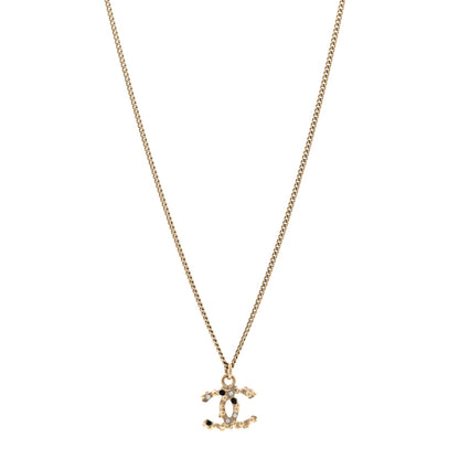 Chanel Crystal Beaded CC Necklace Gold Black 1 of 5