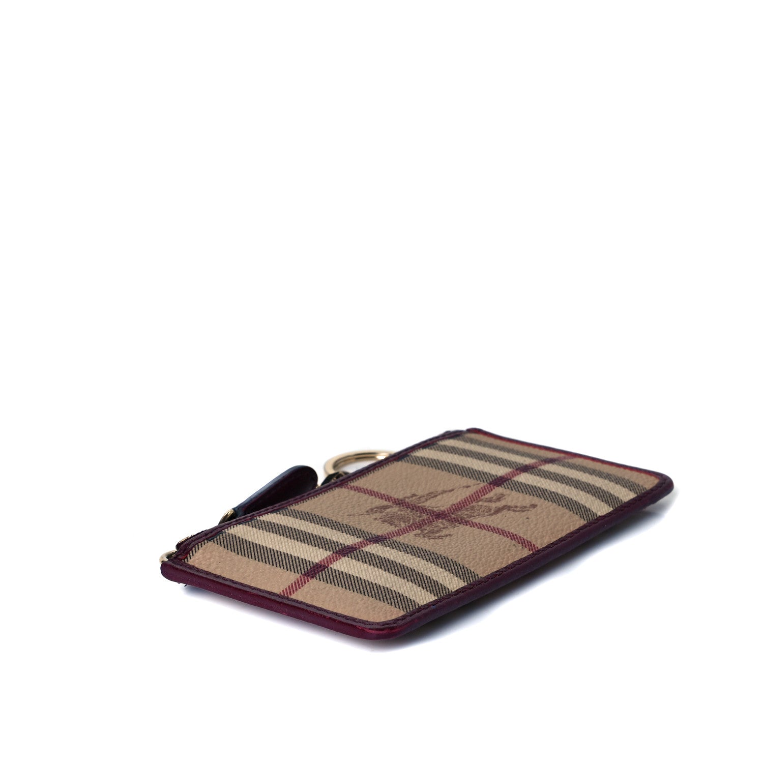 Burberry Haymarket Check Key Ring Coin Case Burgundy 4 of 8