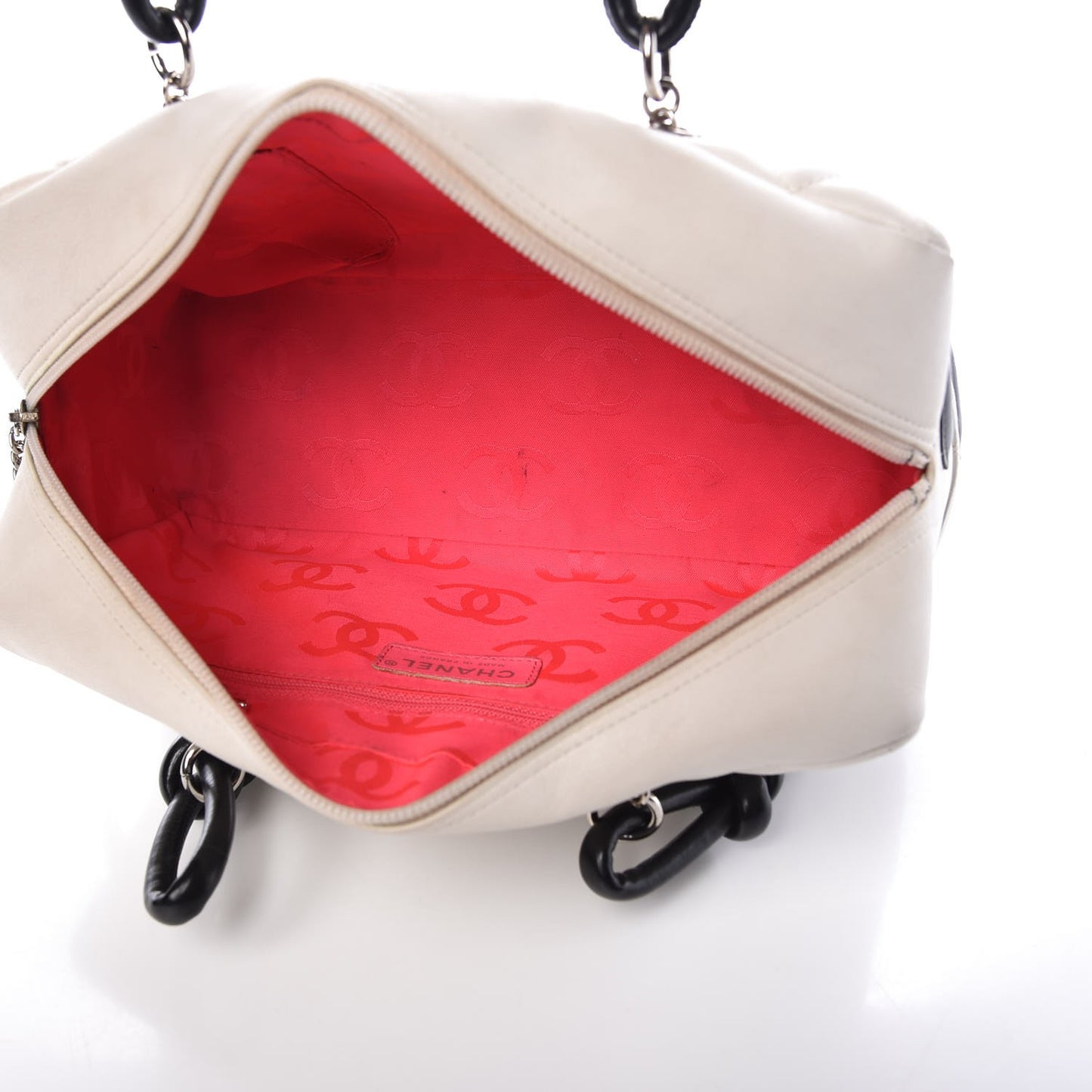 Calfskin Quilted Large Cambon Bowler Black White