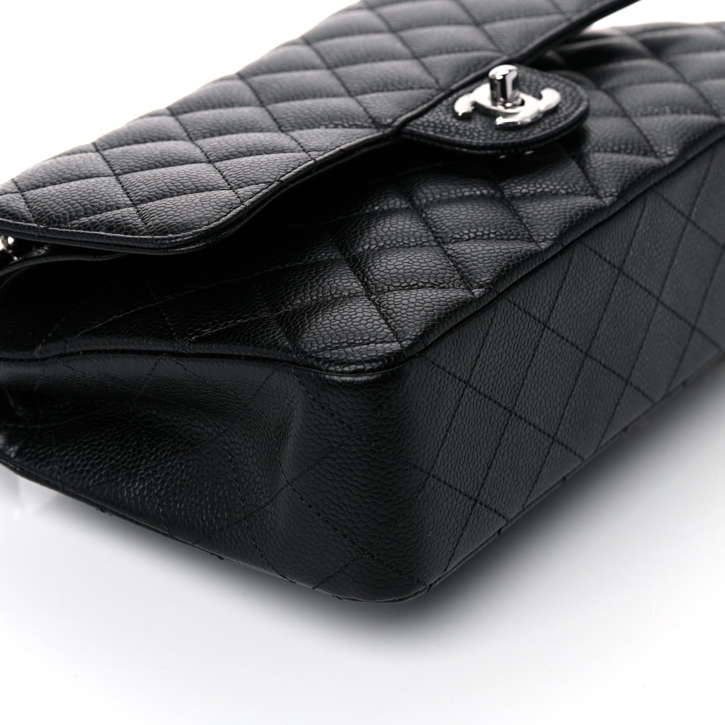 Caviar Quilted Medium Double Flap Black