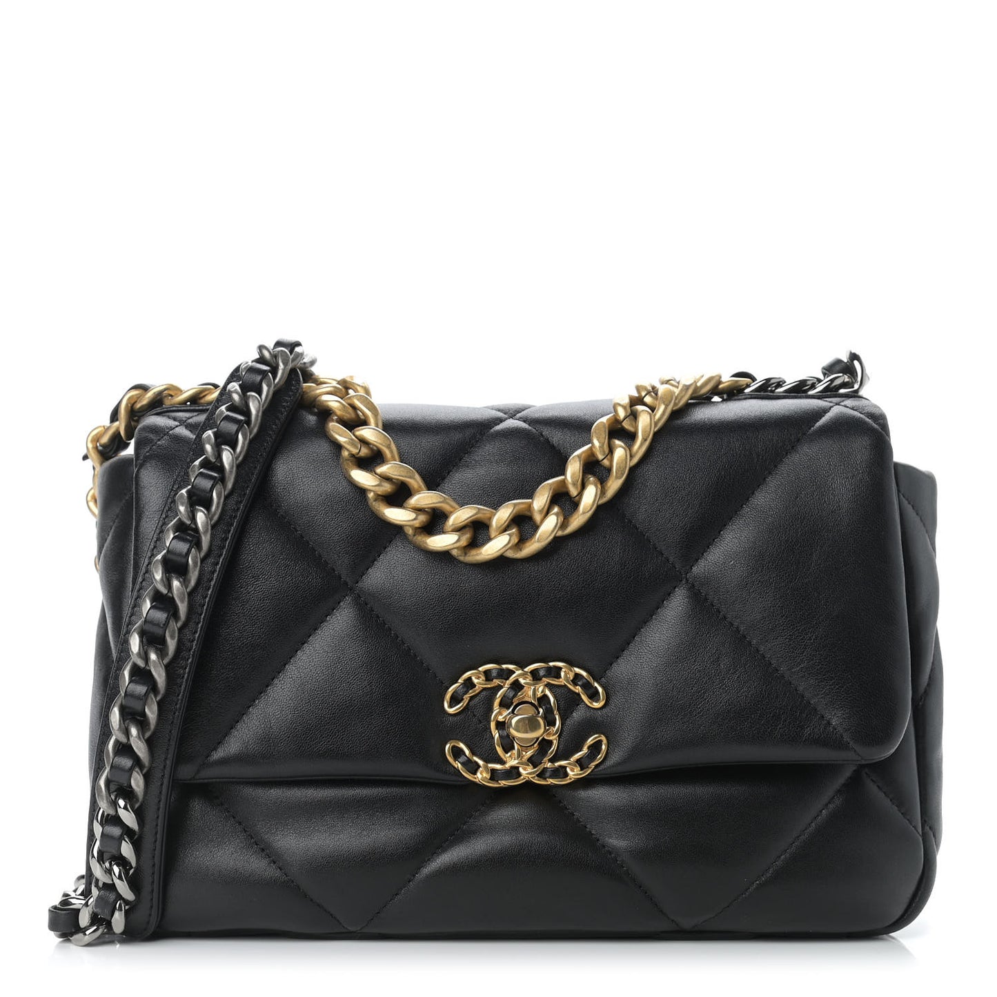 Lambskin Quilted Medium Chanel 19 Flap Black