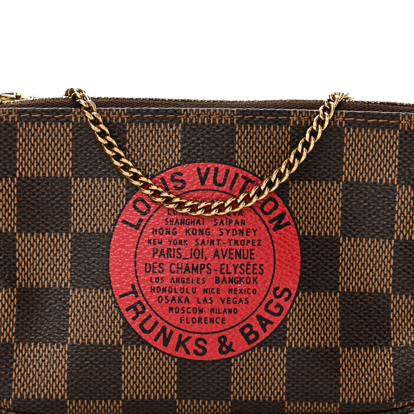 Damier Ebene Complice Trunks and Bags Mini Pochette Accessories Red