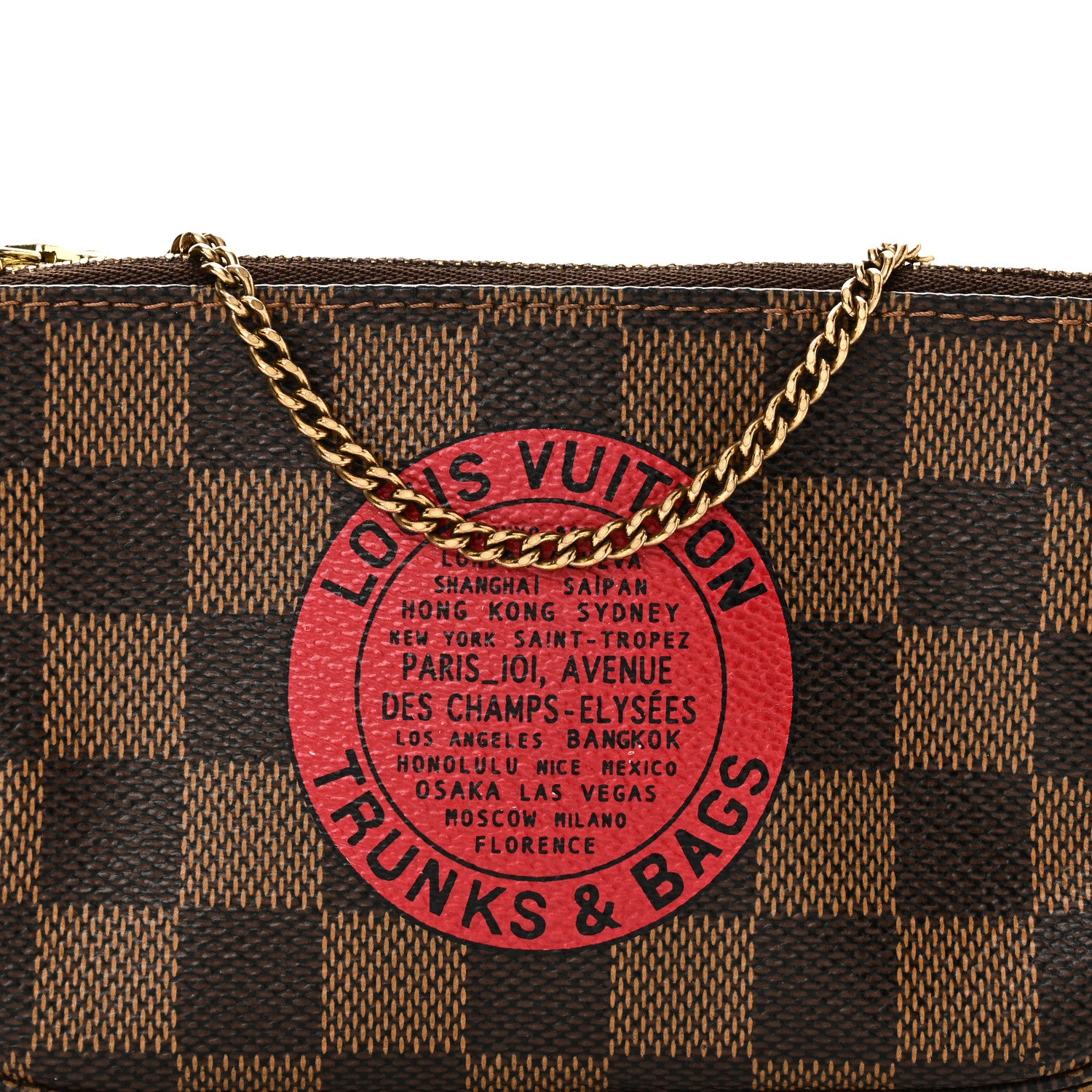 Louis Vuitton Damier Ebene Complice Trunks and Bags Mini Pochette Accessories Red 8 of 10