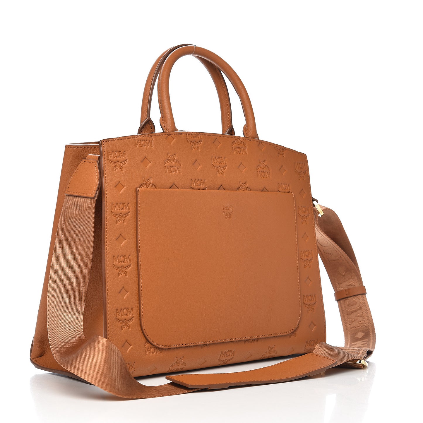 Calfskin Ottomar Monogram Medium Essential Tote Cognac