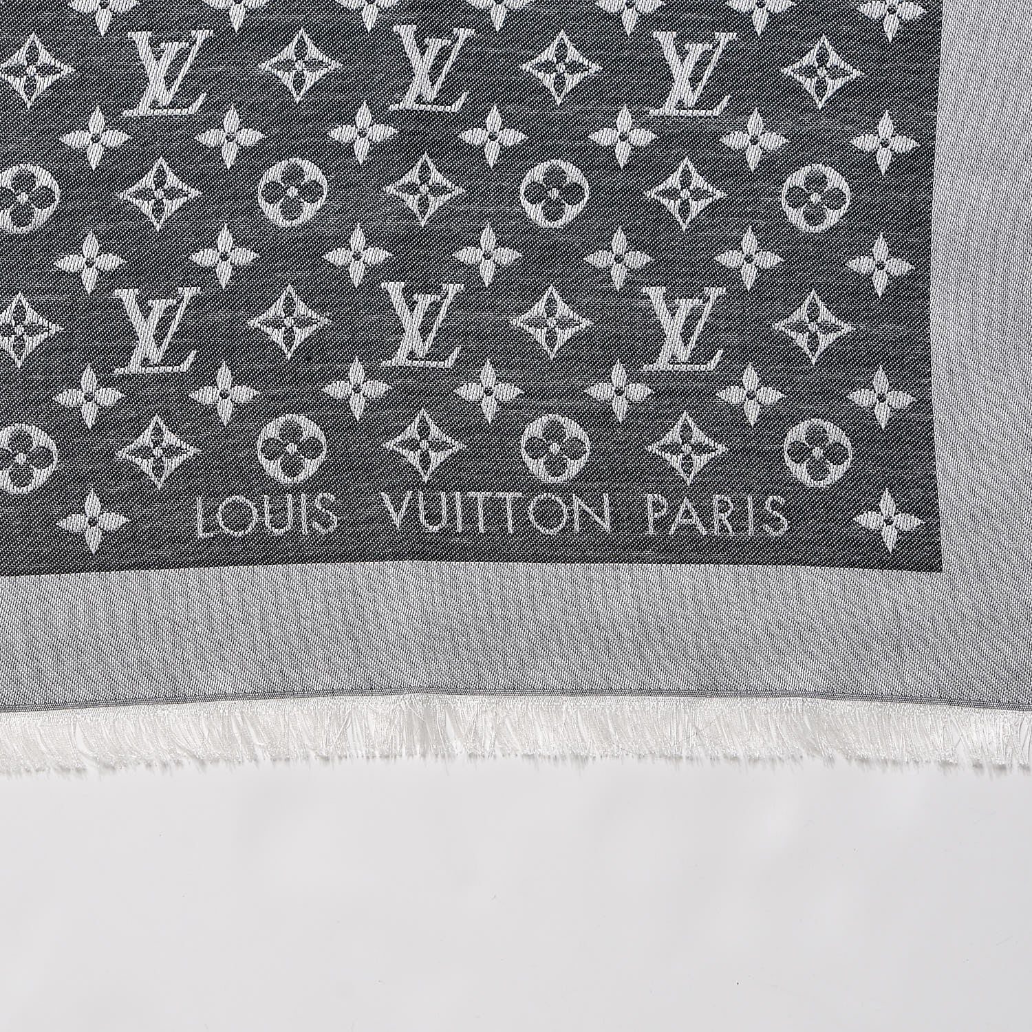 Louis Vuitton Wool Silk Monogram Denim Shawl Black 3 of 4