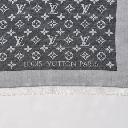 Louis Vuitton Wool Silk Monogram Denim Shawl Black 3 of 4
