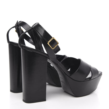 Saint Laurent Calfskin Farrah 80 Platform Sandals 42 Black 4 of 9
