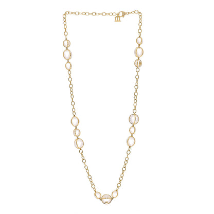 Temple St. Clair 18K Yellow Gold Diamond Rock Crystal Quartz Station Necklace 3 of 4