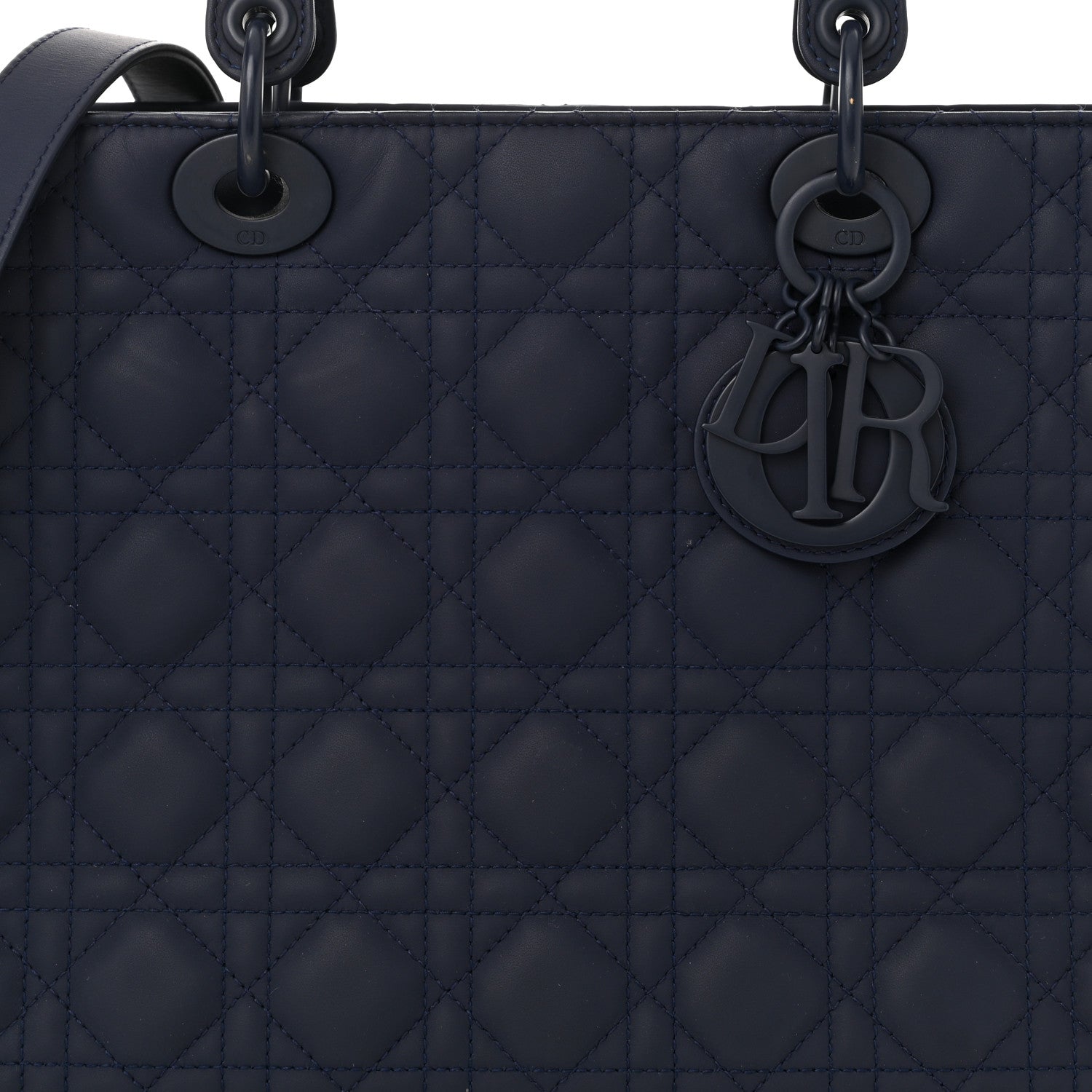 Christian Dior Ultra Matte Calfskin Cannage Large Lady Dior Blue 8 of 10